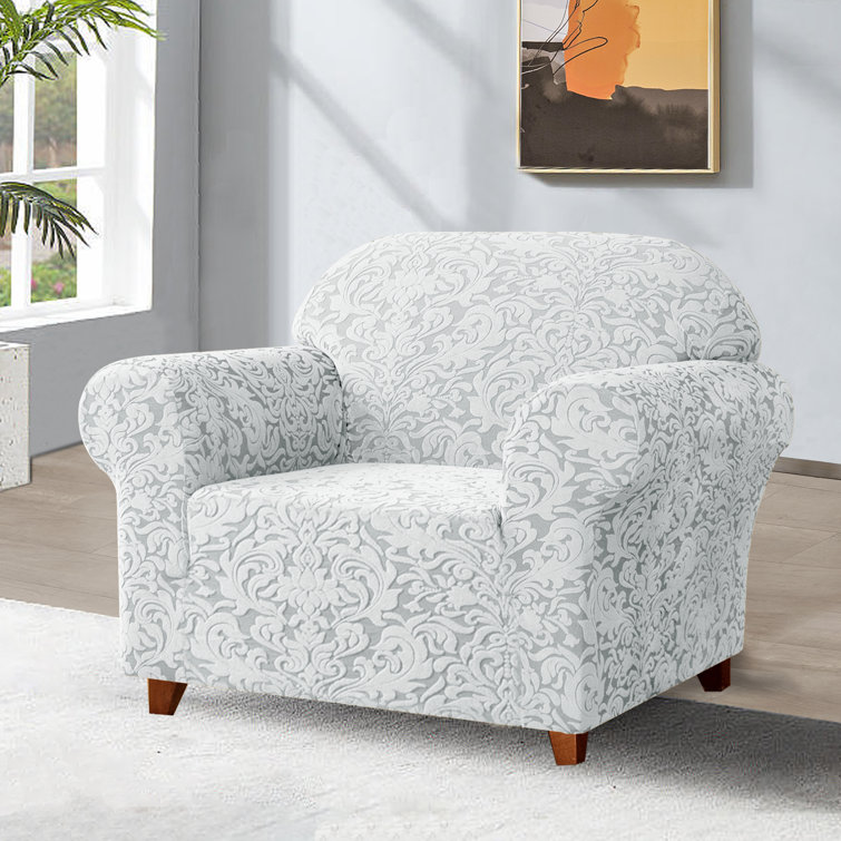 Damask Box Cushion Armchair Slipcover